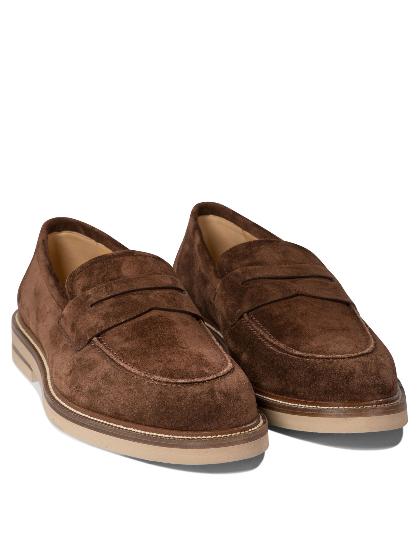 BRUNELLO CUCINELLI Brown Suede penny loafers